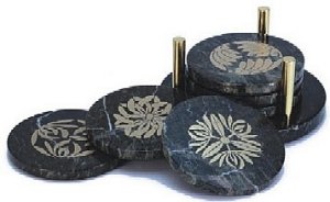 Green Marble Coaster Set (S/4)