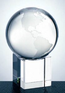 Optic Crystal Globe on Cube Base