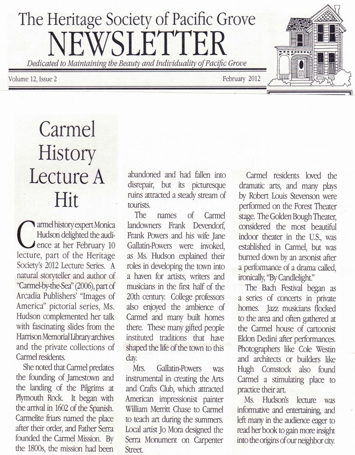 Image about Carmel History Lecture A Hit