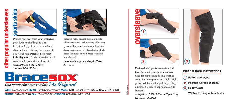 Bracesox, Supplex/Lycra Knee Brace Undersleeve